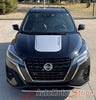 View of 2018-2024 Nissan Kicks REVEL Hood Graphic and Upper Body Panel Accent Vinyl Graphics Stripes Decals Kit