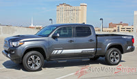 Detailed view of 2015-2025  Toyota Tacoma Core Lower Door Rocker Panel Accent Trim Decal 3M Vinyl Graphics Stripe Kit - Driver Side View Two