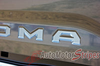 Detailed view of 2015-2023 Toyota Tacoma TAILGATE LETTERS Rear Bed Lettering TRD Sport Pro Accent Trim Decal 3M Vinyl Graphics Stripe Kit