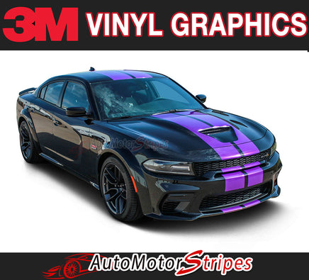 Detailed view of 2015-2023 Dodge Charger Widebody N-Charge Rally S-Pack R/T Scat Pack SRT 392 Hellcat Factory Quality Mopar Style Vinyl Racing Stripes 3M Graphic Kit