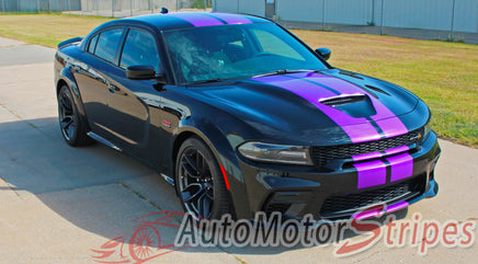 Detailed view of 2015-2023 Dodge Charger Widebody N-Charge Rally S-Pack R/T Scat Pack SRT 392 Hellcat Factory Quality Mopar Style Vinyl Racing Stripes 3M Graphic Kit