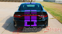 Detailed view of 2015-2023 Dodge Charger Widebody N-Charge Rally S-Pack R/T Scat Pack SRT 392 Hellcat Factory Quality Mopar Style Vinyl Racing Stripes 3M Graphic Kit